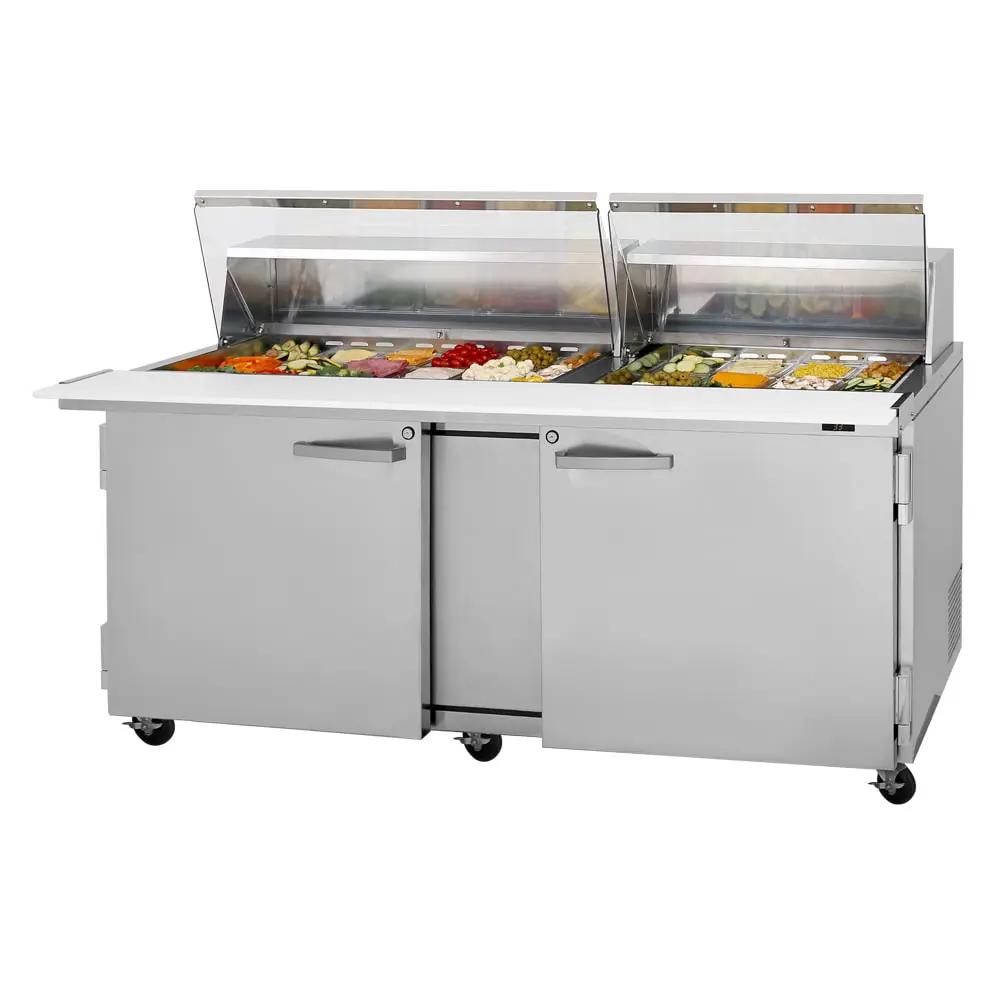 Turbo Air PST-72-30-N-CL 72" Commercial Mega Top Sandwich & Salad Prep Table | 30 Pan Capacity, Refrigerated Base