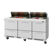 Turbo Air PRO Series 72" Mega Top Sandwich/Salad Prep Table - 6 Drawers, Refrigerated