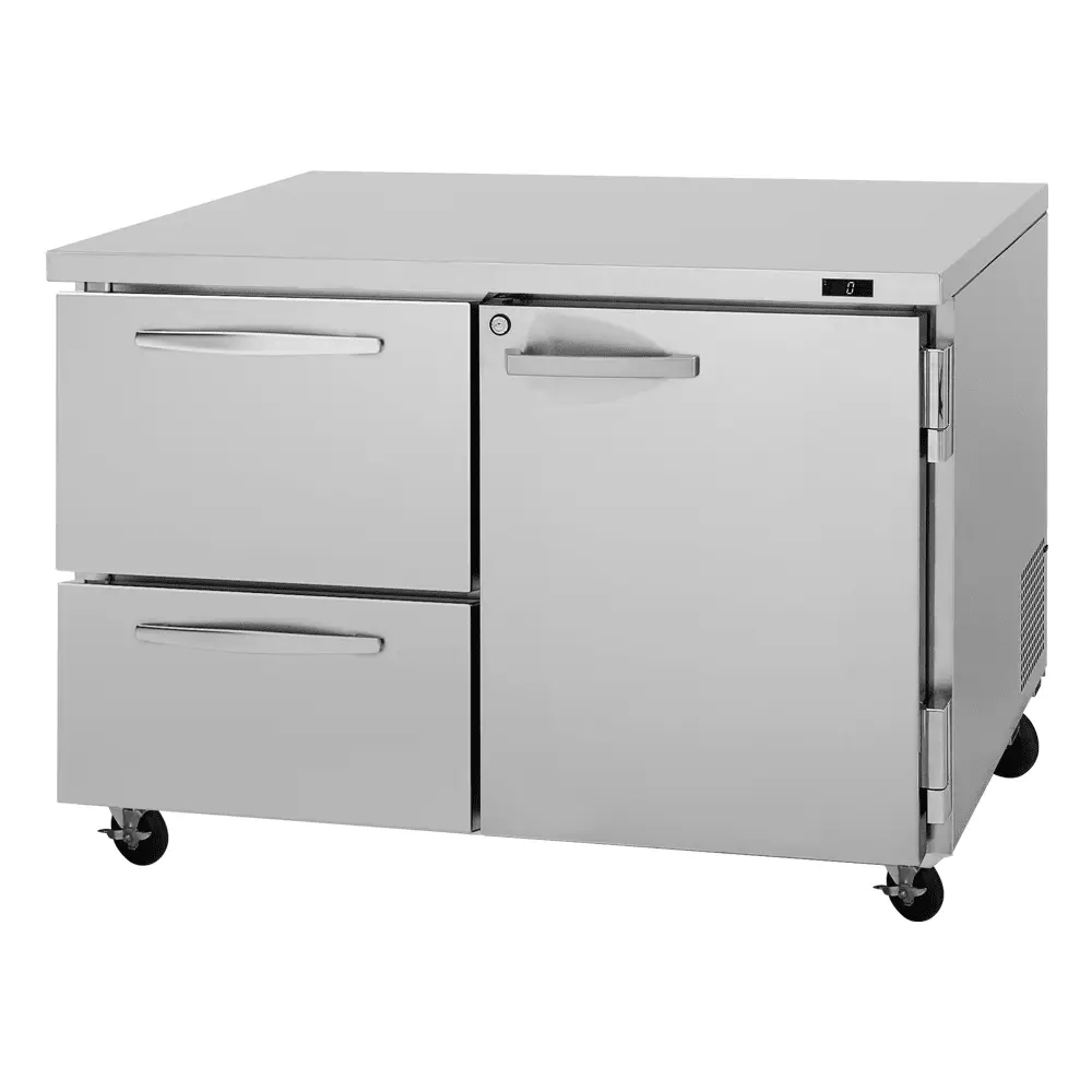 Turbo Air PUF-48-D2R-N 48 1/4" Undercounter Freezer w/ (2) Sections - (1) Door & (2) Drawers, 115v by Turbo Air (turbo-air-puf-48-d2r-n-48-1-4-undercounter-freezer-w-2-sections-1-door-2-drawers-115v)