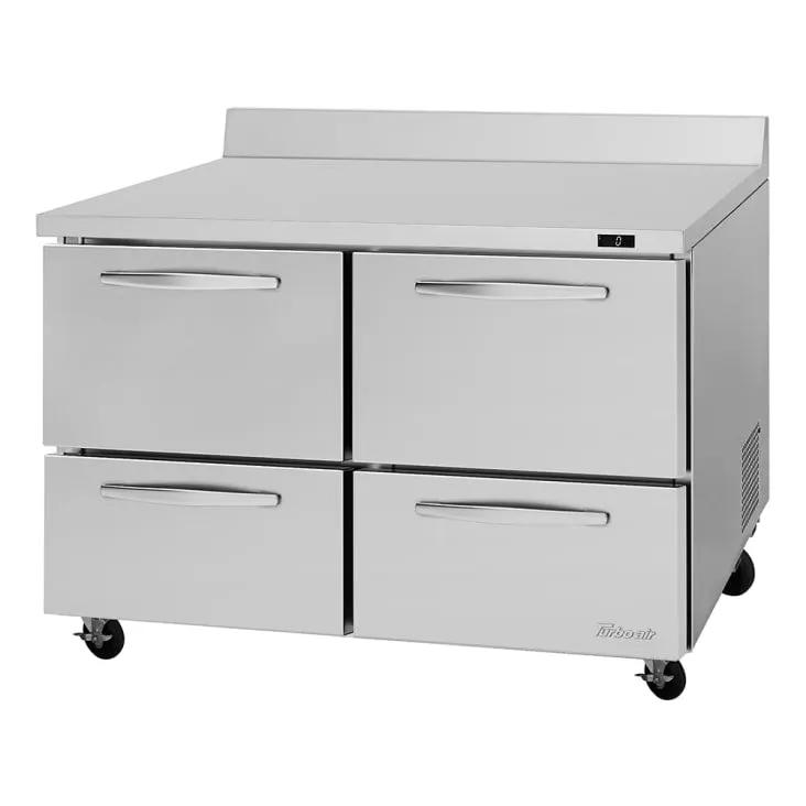 Turbo Air PWF-48-D4-N: 48" 2-Section Commercial Worktop Freezer with 4 Drawers (115v)