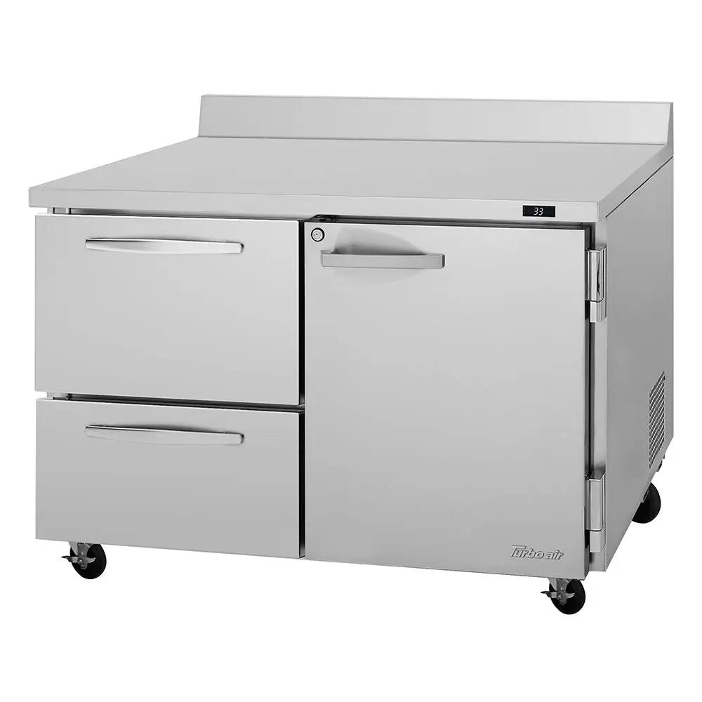Turbo Air PWR-48-D2R-N: 48" 2-Section Worktop Refrigerator with 2 Drawers & 1 Solid Door