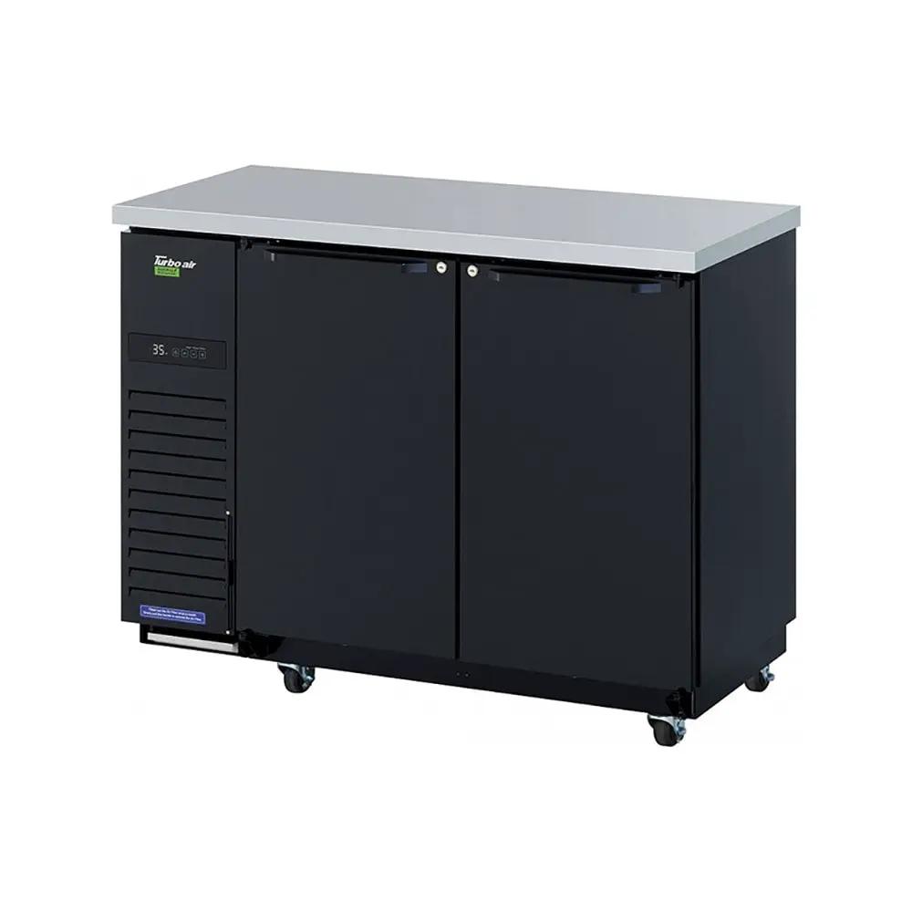 Turbo Air TBB-24-48SBD-N6 49 1/8" Bar Refrigerator - 2 Swinging Solid Doors, Black, 115v