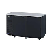 Turbo Air TBB-24-60SBD-N6 61" Black 2-Door Bar Refrigerator - 16.46 Cu. Ft.