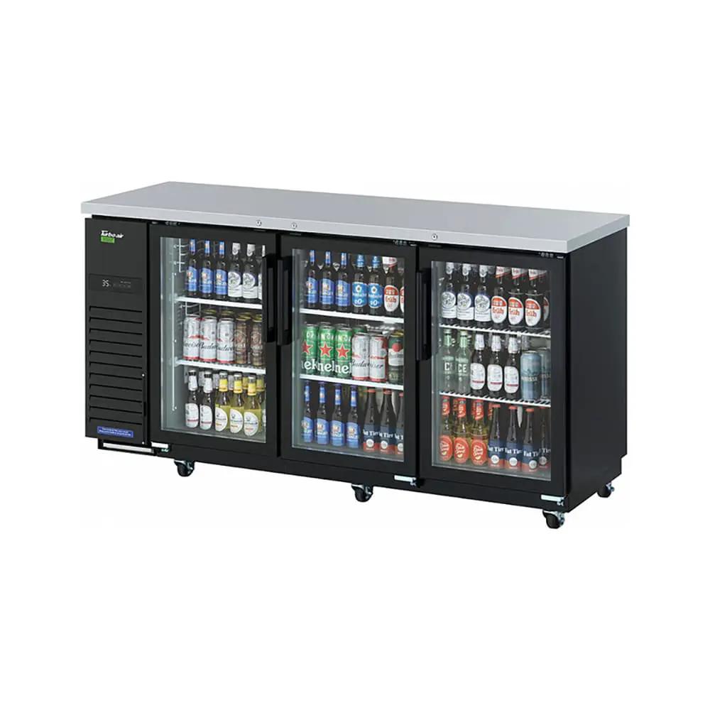 Turbo Air 73" Bar Refrigerator with 3 Glass Doors (TBB-24-72SGD-N)