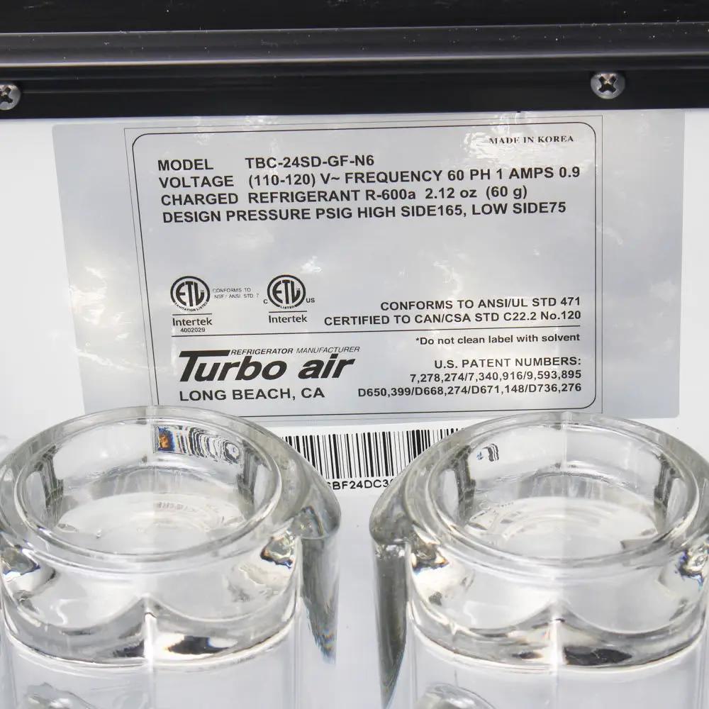 Turbo Air TBC-24SD-GF-N6 1 Section Glass Chiller w/ 48 Mug Capacity, Stainless, 115v