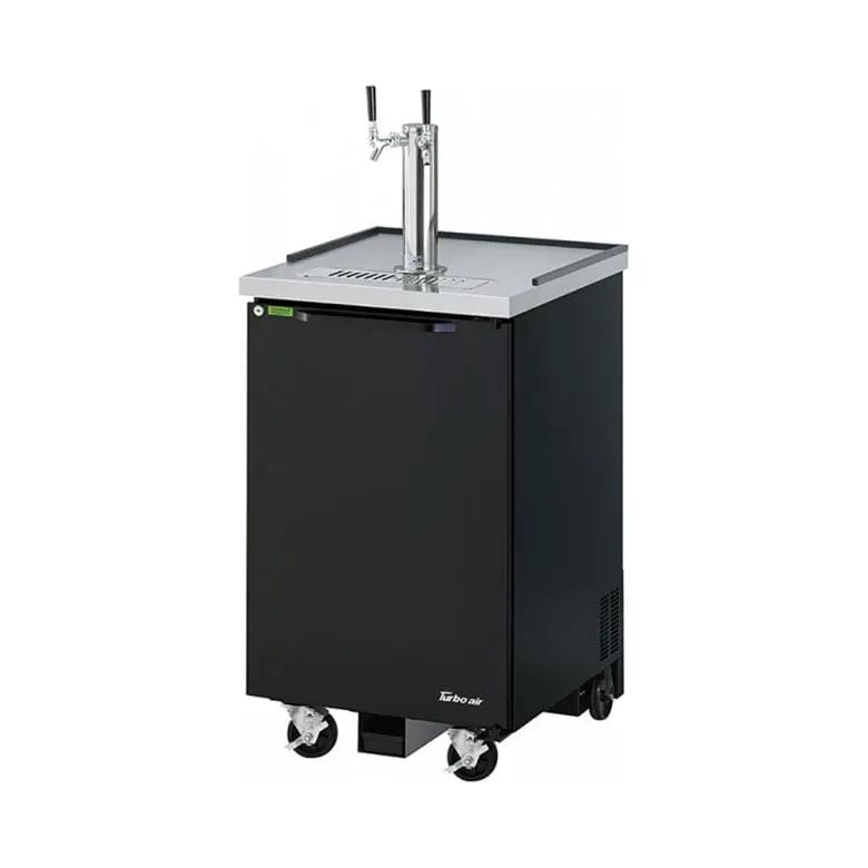 Turbo Air TBD-1SBD-N6: Premium 23 5/8" Black Kegerator Beer Dispenser - 1/2 Keg Capacity, Single Column
