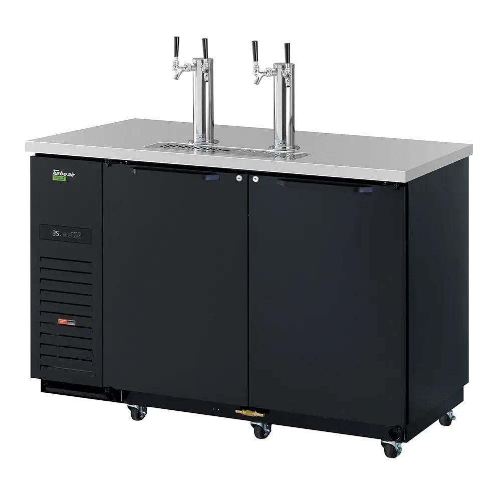 Turbo Air TBD-2SBD-N6 58" Commercial Kegerator - 2 Keg Capacity, Black Finish