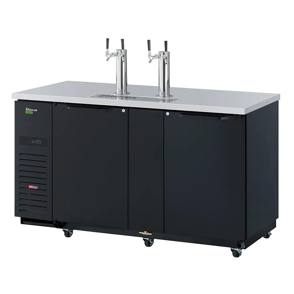 Turbo Air TBD-3SBD-N 69" Black Kegerator Beer Dispenser - 3 Half Keg Capacity, 2 Columns