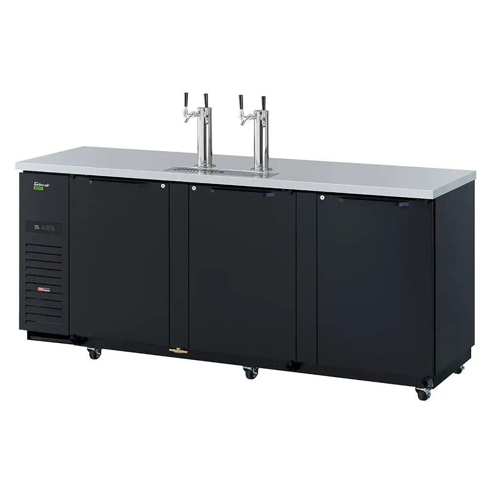 Turbo Air TBD-4SBD-N 90" Black Kegerator Beer Dispenser - 4 Half Keg Capacity, 2 Columns