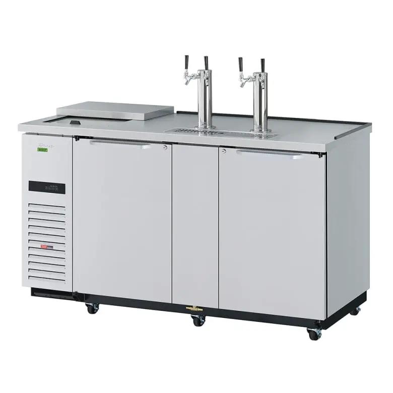 Turbo Air 69" Kegerator Beer Dispenser - 3 Keg Capacity, 2 Towers, Stainless Steel