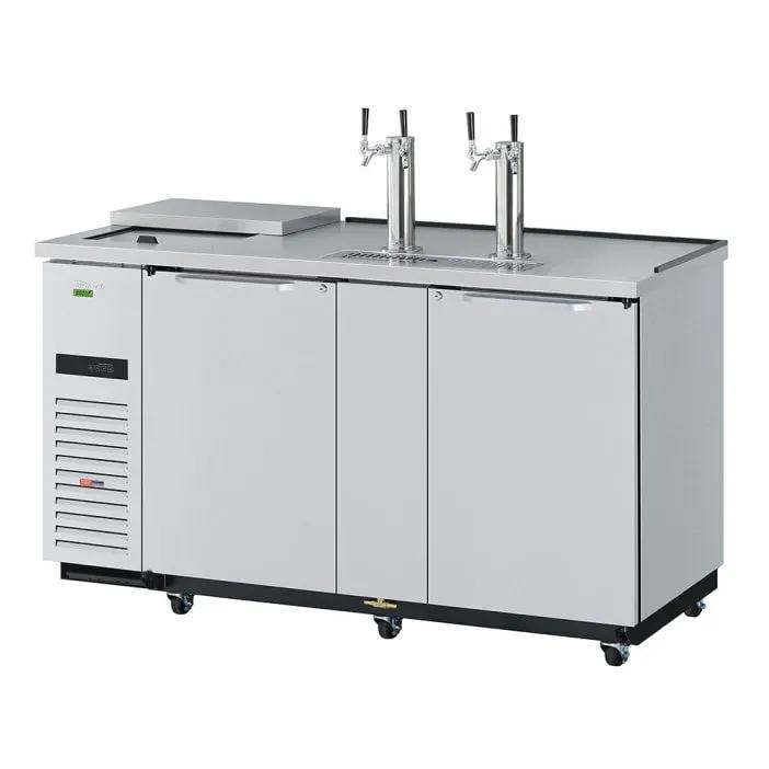 Turbo Air 69" Kegerator Beer Dispenser - 3 Keg Capacity, 2 Towers, Stainless Steel
