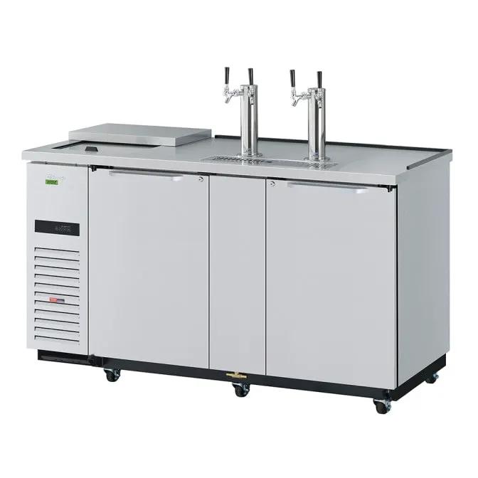 Turbo Air 69" Kegerator Beer Dispenser - 3 Keg Capacity, 2 Towers, Stainless Steel