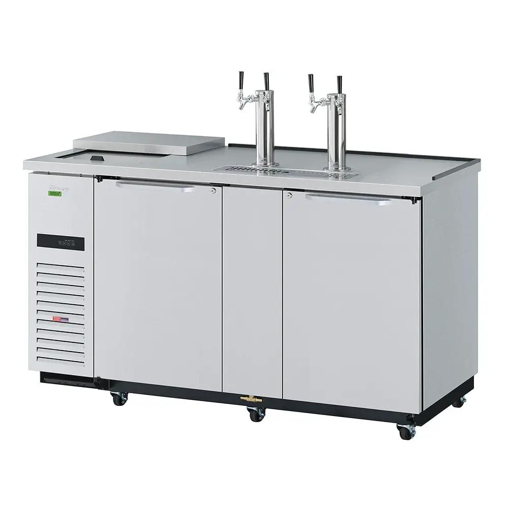 Turbo Air 69" Kegerator Beer Dispenser - 3 Keg Capacity, 2 Towers, Stainless Steel