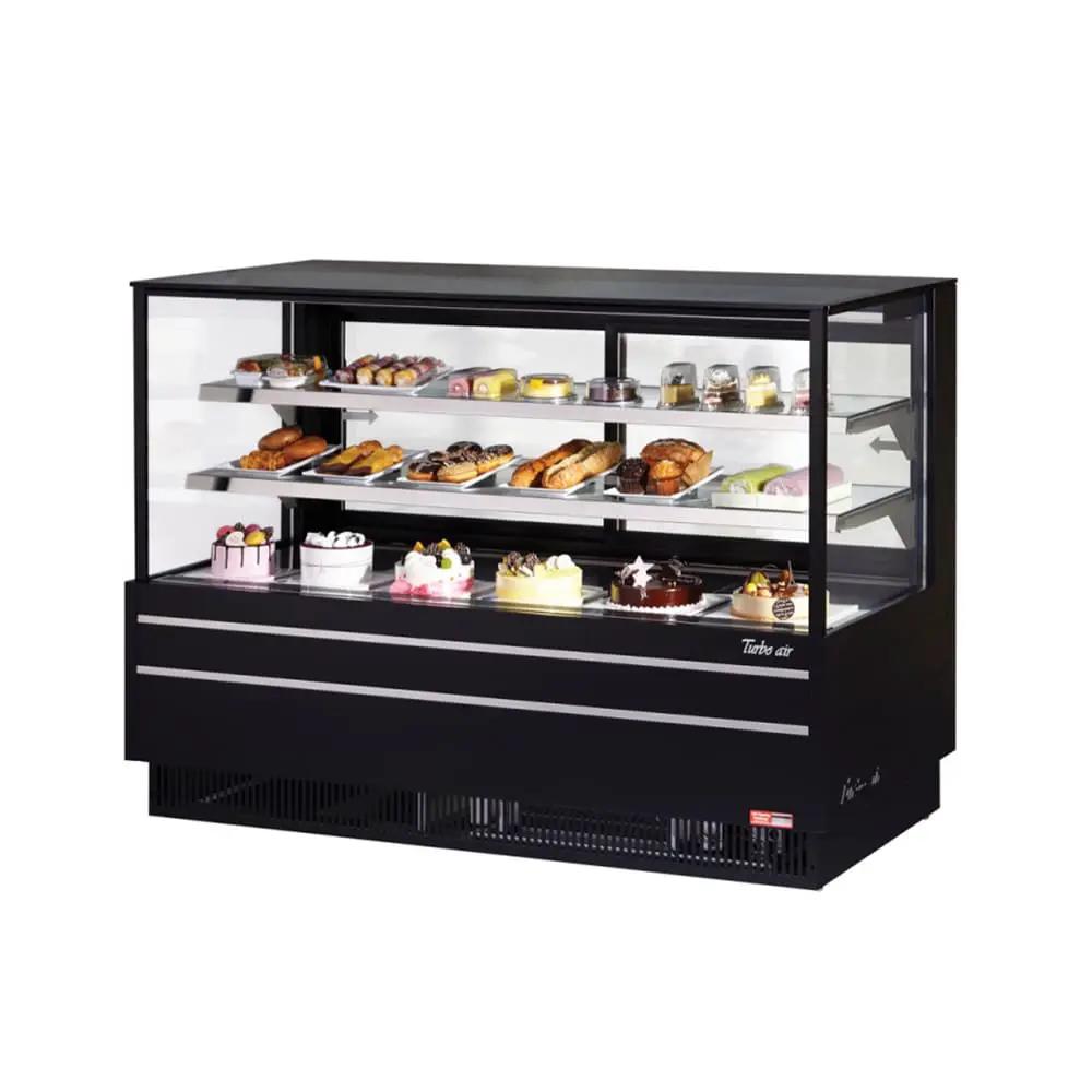 Turbo Air TCGB-72UF-B-N 72.5" Black Full-Service Bakery Display Case with Straight Glass and Self-Cleaning Condenser