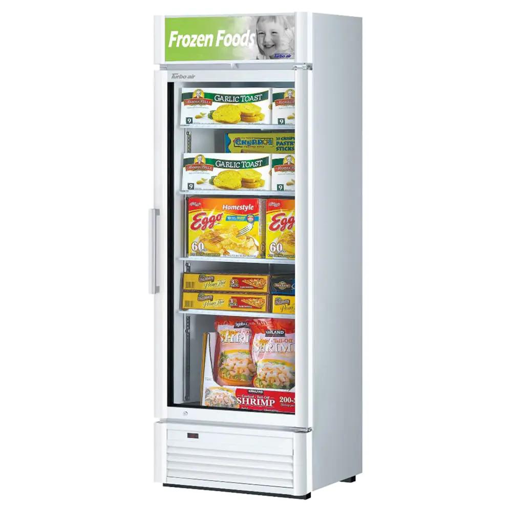 Turbo Air TGF-15SD-N: 13.2 cu. ft. White Display Freezer with Swing Glass Door - Bottom Mount