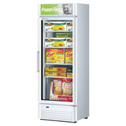 Turbo Air TGF-15SD-N: 13.2 cu. ft. White Display Freezer with Swing Glass Door - Bottom Mount