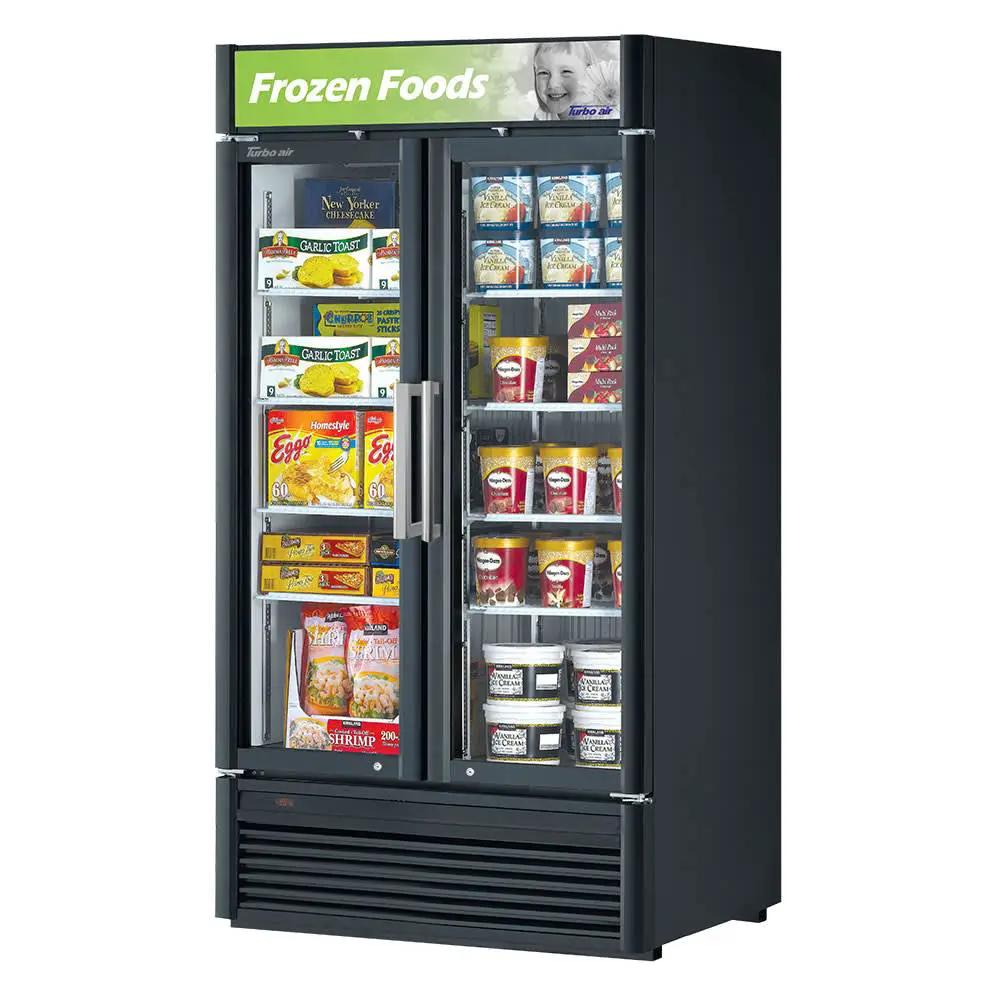 Turbo Air TGF-35SD-N 39.5" Black Two-Section Commercial Display Freezer - Bottom Mount Compressor