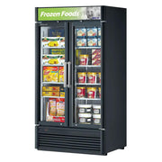Turbo Air TGF-35SD-N 39.5" Black Two-Section Commercial Display Freezer - Bottom Mount Compressor