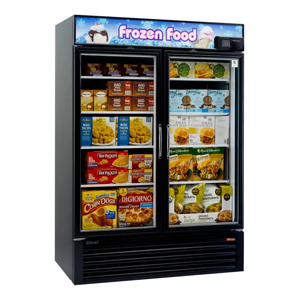 Turbo Air TGF-49FB-N: 54" Black Two-Section Commercial Display Freezer | Bottom Mount, 115V