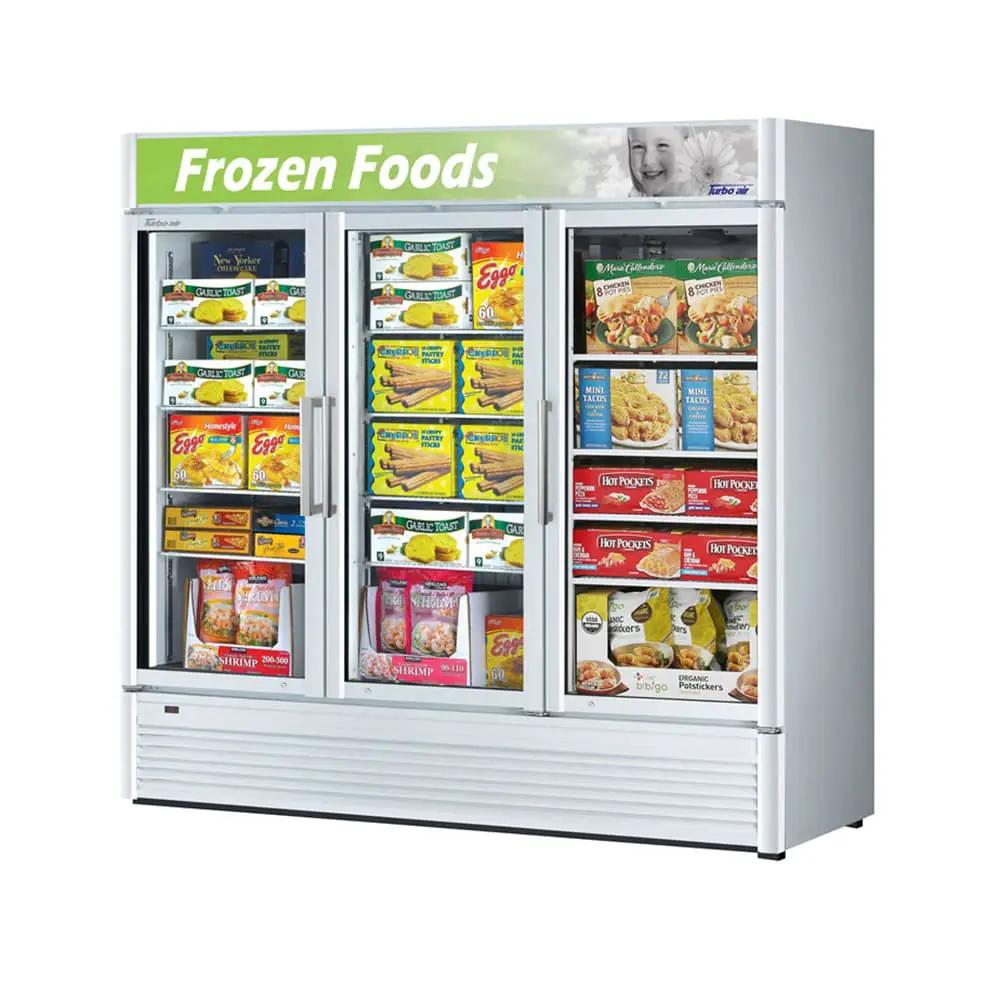 Turbo Air TGF-72SD-N 78" Three Section Display Freezer w/ Swing Doors - Bottom Mount Compressor, White, 115v by Turbo Air (turbo-air-tgf-72sd-n-78-three-section-display-freezer-w-swing-doors-bottom-mount-compressor-white-115v)