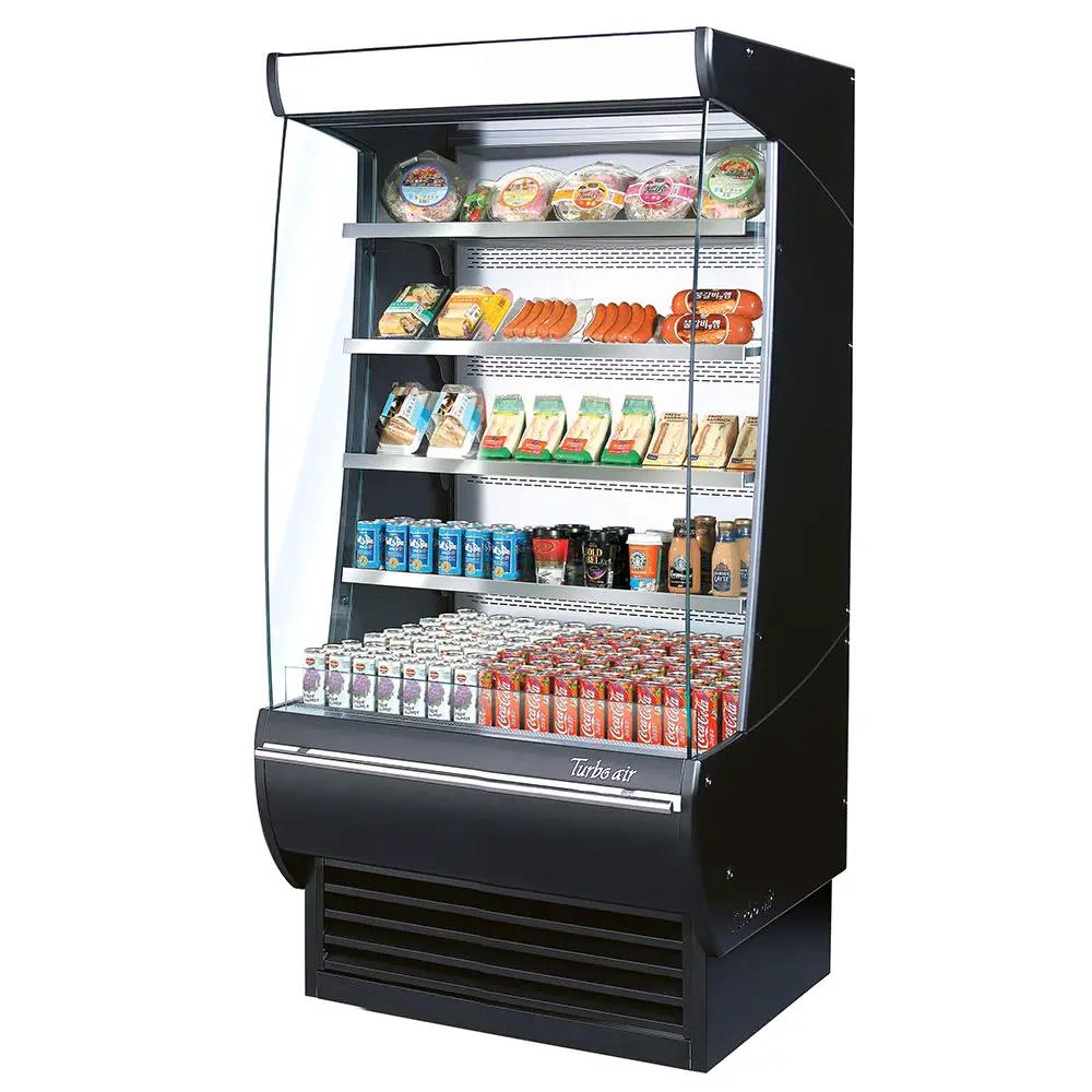 Turbo Air TOM-36DXB-N 36" Vertical Open Air Cooler - 17.1 cu ft, LED Lighting, Black