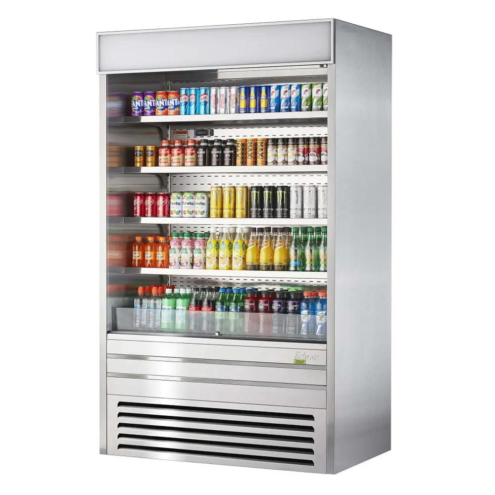 Turbo Air TOM-48ES-N: 48" Commercial Vertical Open Air Cooler with 5 Shelves, 115V