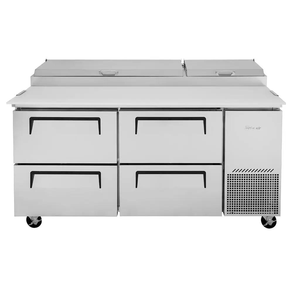Turbo Air TPR-67SD-D4-N 67" Commercial Pizza Prep Refrigerator Table | Forced-Air Cooling | Stainless Steel