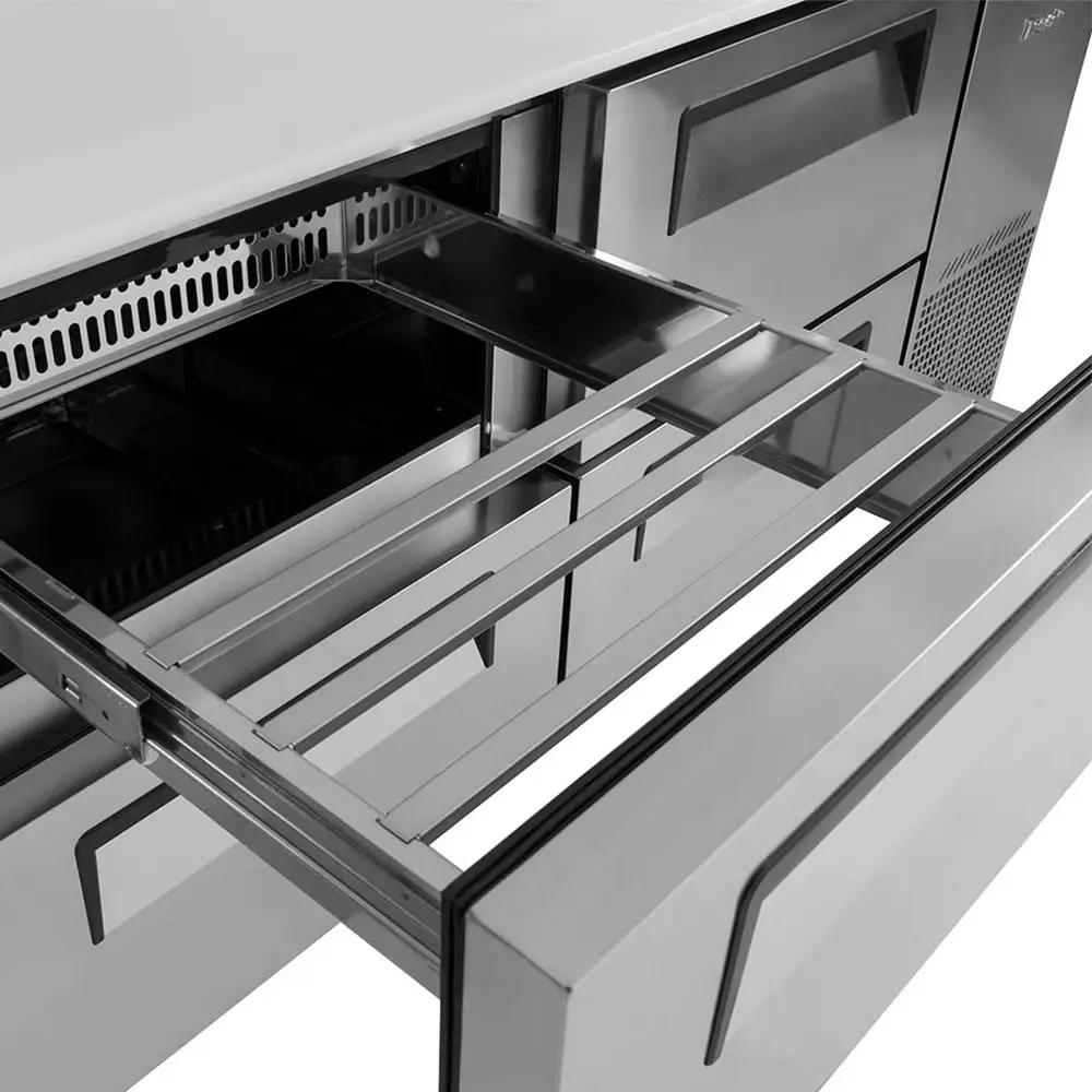 Turbo Air TPR-67SD-D4-N 67" Commercial Pizza Prep Refrigerator Table | Forced-Air Cooling | Stainless Steel