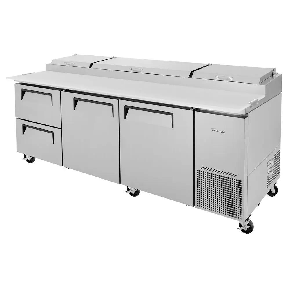 Turbo Air TPR-93SD-D2-N 93" Commercial Pizza Prep Refrigerator Table | Stainless Steel