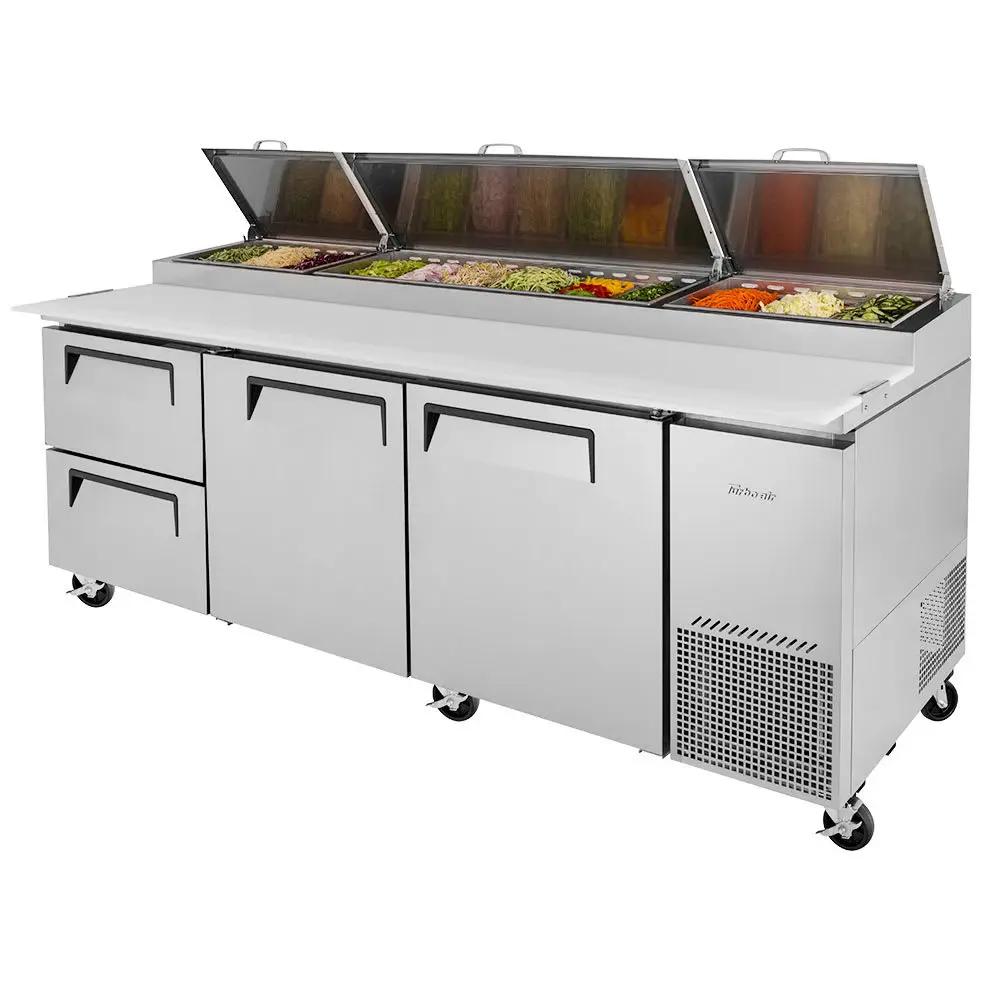 Turbo Air TPR-93SD-D2-N 93" Commercial Pizza Prep Refrigerator Table | Stainless Steel