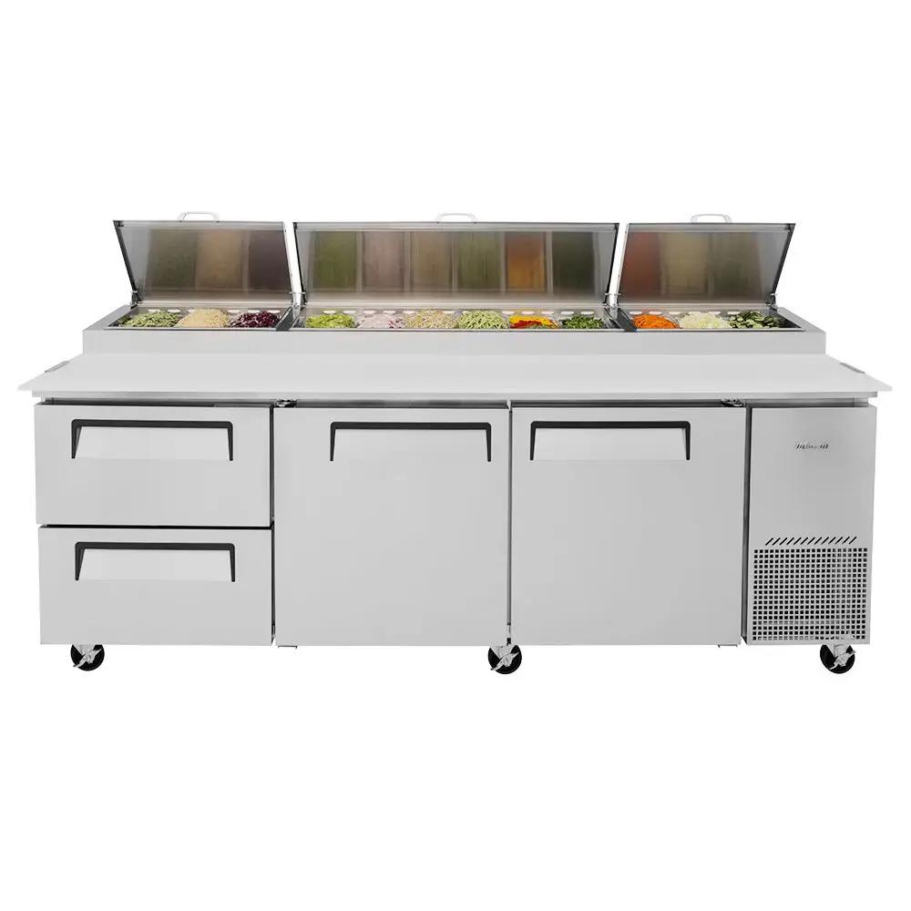 Turbo Air TPR-93SD-D2-N 93" Commercial Pizza Prep Refrigerator Table | Stainless Steel