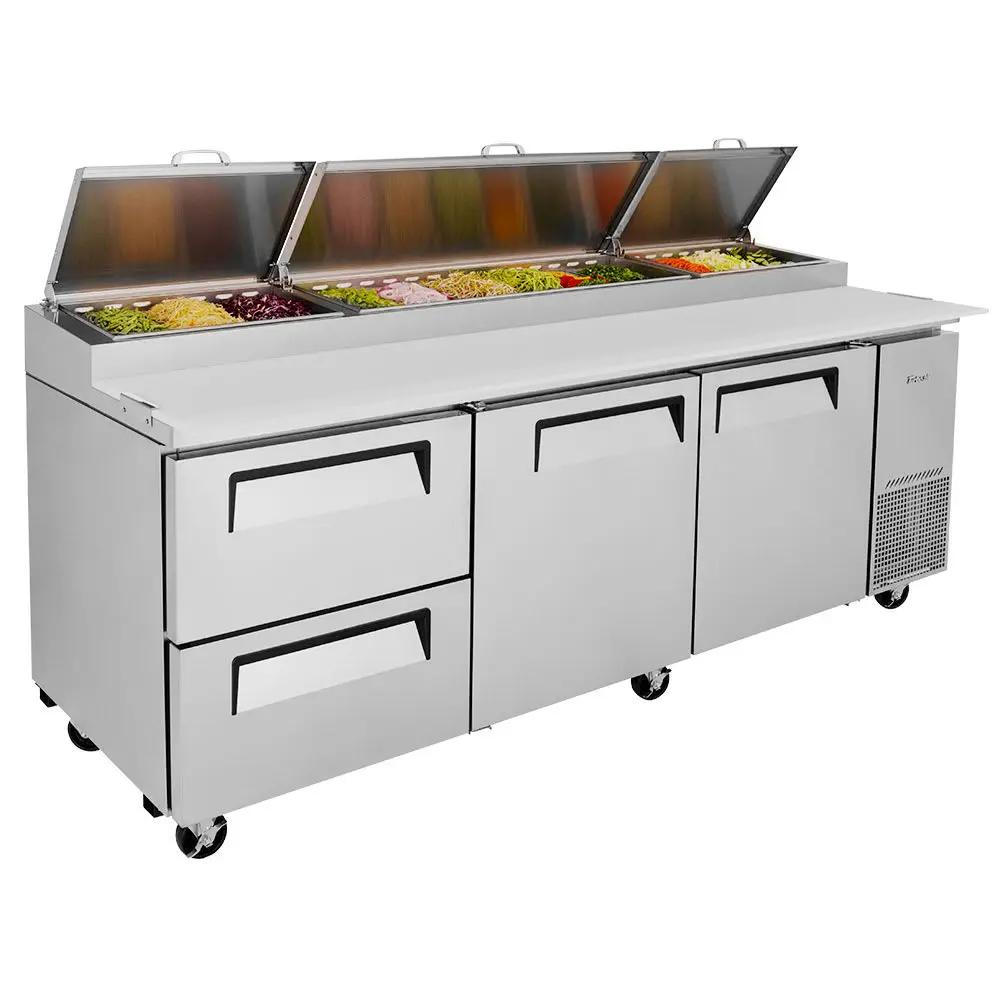 Turbo Air TPR-93SD-D2-N 93" Commercial Pizza Prep Refrigerator Table | Stainless Steel