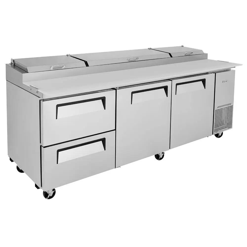 Turbo Air TPR-93SD-D2-N 93" Commercial Pizza Prep Refrigerator Table | Stainless Steel