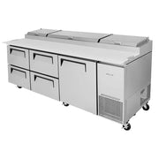 Turbo Air TPR-93SD-D4-N 93" Super Deluxe Commercial Pizza Prep Table with Refrigerated Base
