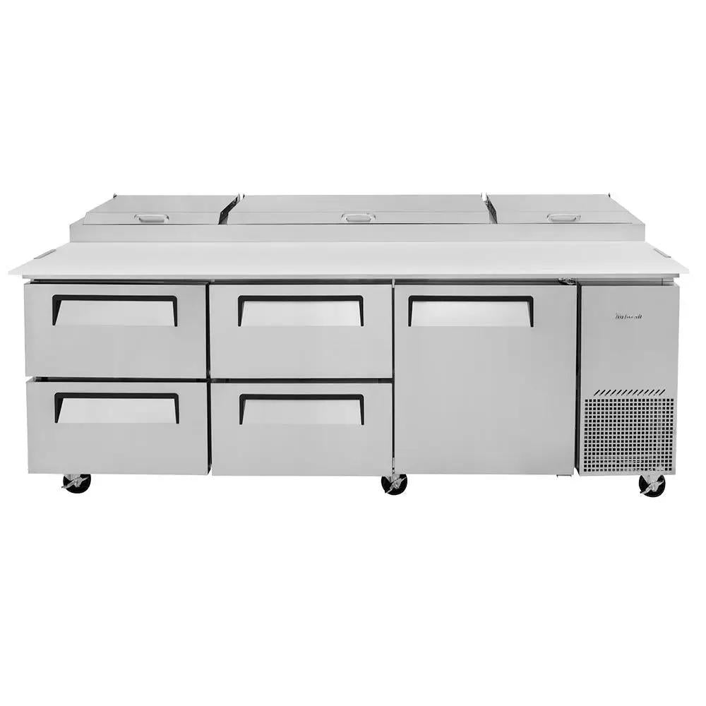 Turbo Air TPR-93SD-D4-N 93" Super Deluxe Commercial Pizza Prep Table with Refrigerated Base