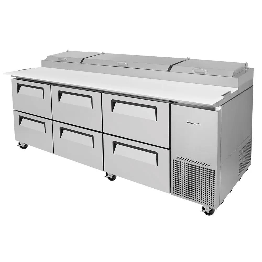 Turbo Air TPR-93SD-D6-N 93" Super Deluxe Refrigerated Pizza Prep Table | 6 Drawers, Stainless Steel, 115v