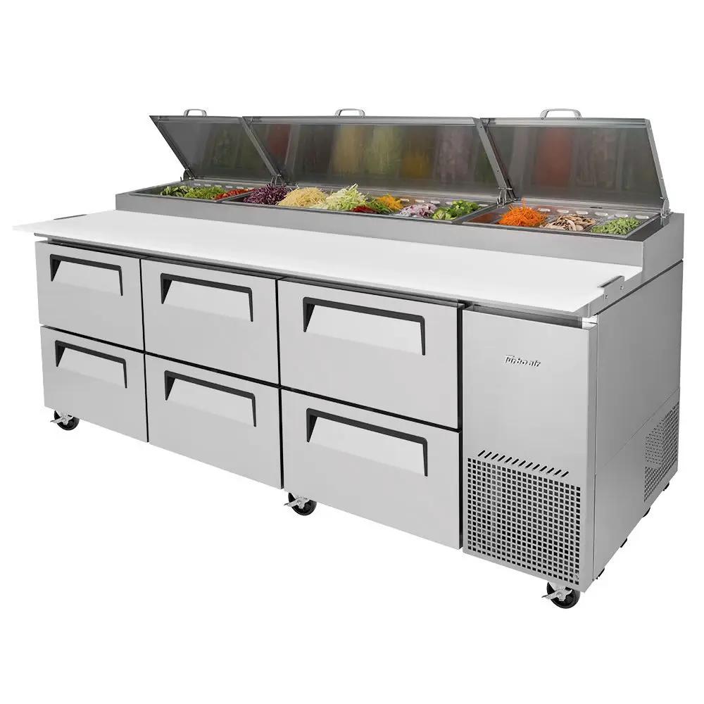 Turbo Air TPR-93SD-D6-N 93" Super Deluxe Refrigerated Pizza Prep Table | 6 Drawers, Stainless Steel, 115v