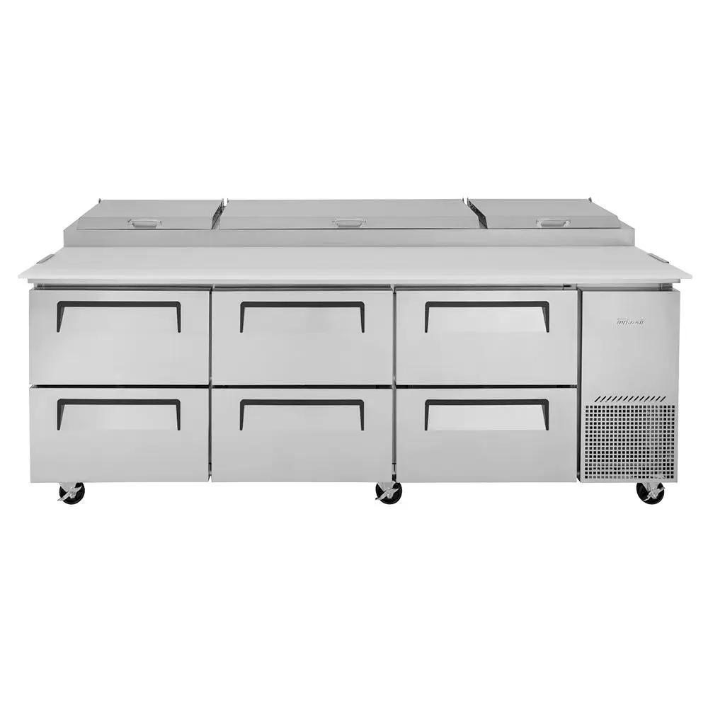 Turbo Air TPR-93SD-D6-N 93" Super Deluxe Refrigerated Pizza Prep Table | 6 Drawers, Stainless Steel, 115v