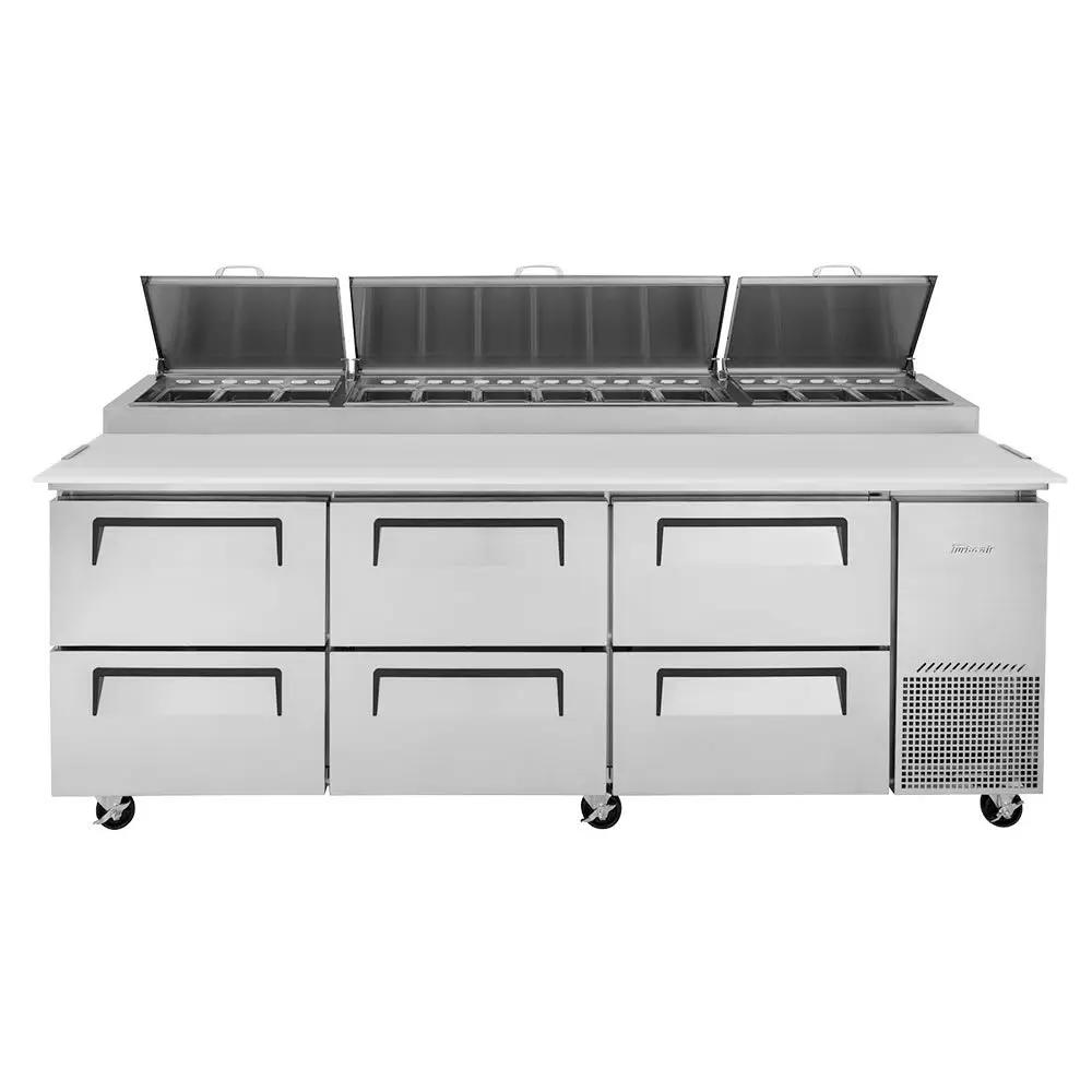 Turbo Air TPR-93SD-D6-N 93" Super Deluxe Refrigerated Pizza Prep Table | 6 Drawers, Stainless Steel, 115v