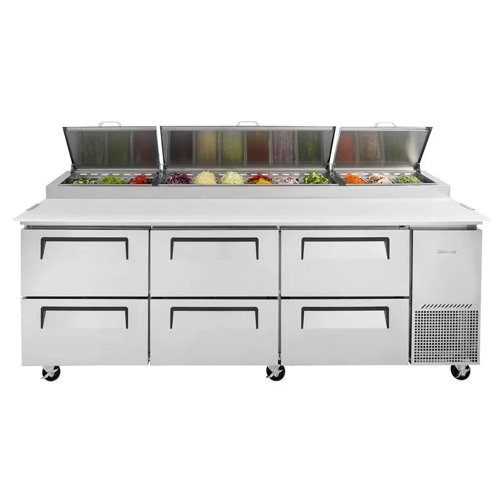 Turbo Air TPR-93SD-D6-N 93" Super Deluxe Refrigerated Pizza Prep Table | 6 Drawers, Stainless Steel, 115v