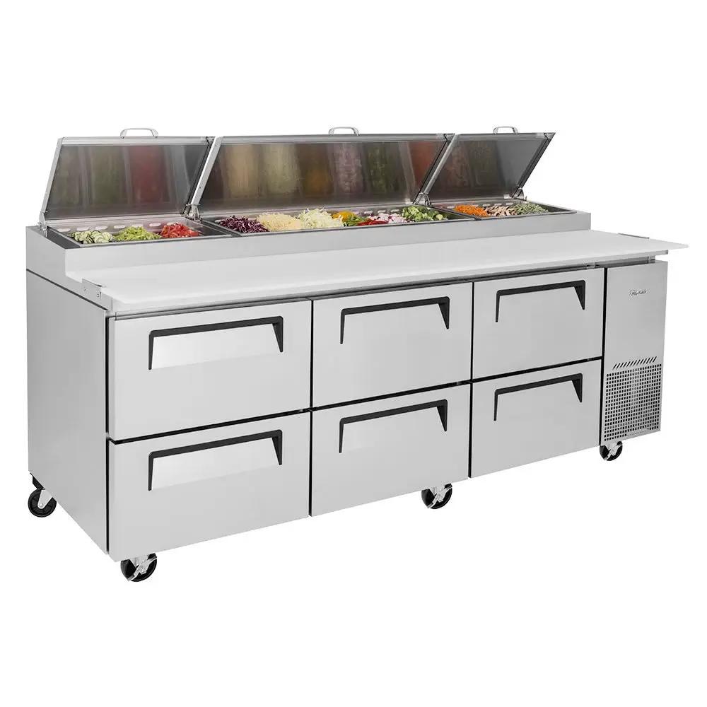 Turbo Air TPR-93SD-D6-N 93" Super Deluxe Refrigerated Pizza Prep Table | 6 Drawers, Stainless Steel, 115v
