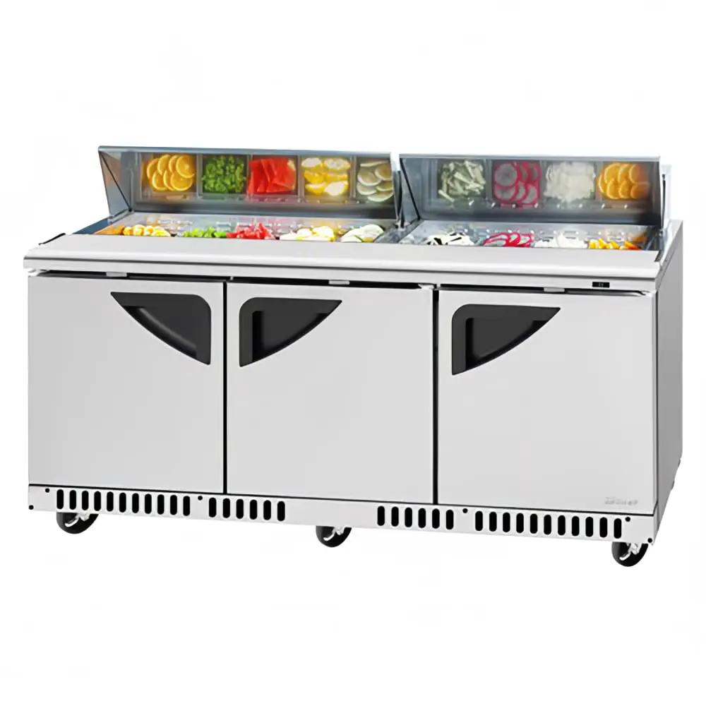 Turbo Air TST-72SD-FB-N 72-Inch 5/8" Deluxe Refrigerated Sandwich & Salad Prep Table with (18) Pan Capacity