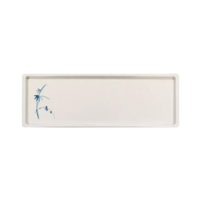 Thunder Group 0900BB, 13 1/2" X 4 1/2" SANDWICH TRAY, BLUE BAMBOO, Melamine, NSF, Case Pack of 12