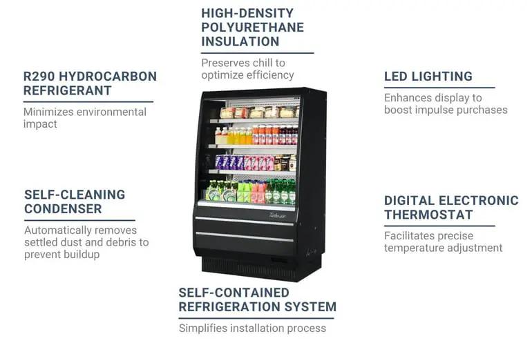 Turbo Air TOM-40MB-SP-N 39" Vertical Open Air Display Cooler with 4 Levels and LED Lighting