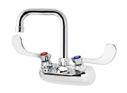 Krowne 10 - 435L - W, Silver Series 4" Center Wall Mount Faucet with 4 - 1/2" Wide Double Bend Spout & Vandal Resistant Wrist Blades Handles