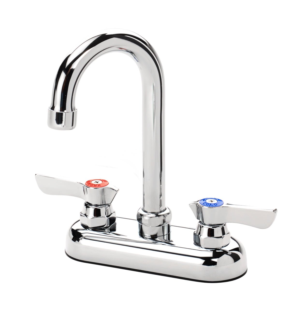 Krowne 11 - 400L, Silver Series 4" Center Deck Mount Faucet with 3 - 1/2" Wide Gooseneck Spout