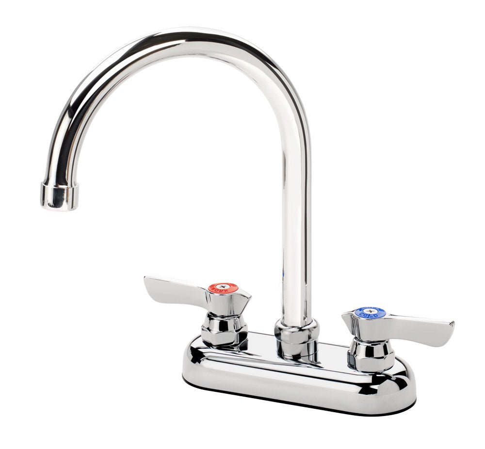 Krowne 11 - 401L, Silver Series 4" Center Deck Mount Faucet with 6" Wide Gooseneck Spout