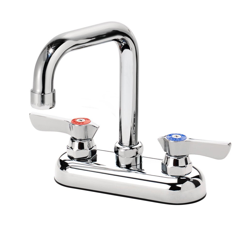Krowne 11 - 435L, Silver Series 4" Center Deck Mount Faucet with 4 - 1/2" Double Bend Spout