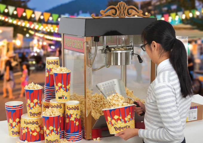 Winco 11080, Benchmark Street Vendor Popcorn Machine - 8 oz Kettle, 120v