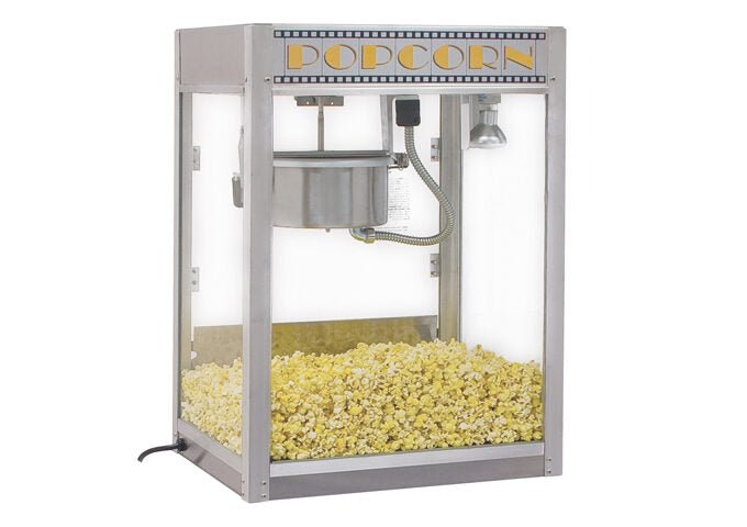Winco 11087, Benchmark Silver Screen Popcorn Machine - 8 oz Kettle, 120v